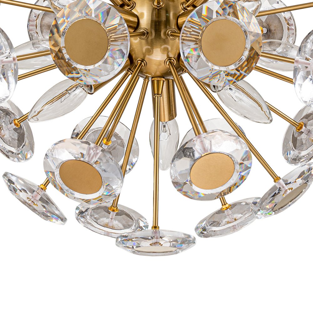 Glam Crystal Accent Brass Sphere Dandelion Chandelier