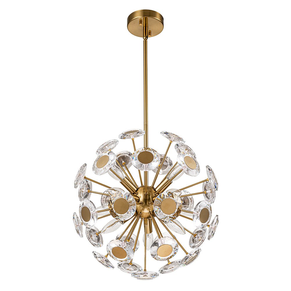 Glam Crystal Accent Brass Sphere Dandelion Chandelier
