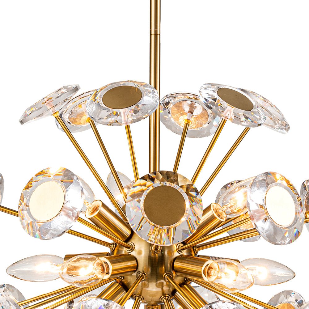 Glam Crystal Accent Brass Sphere Dandelion Chandelier
