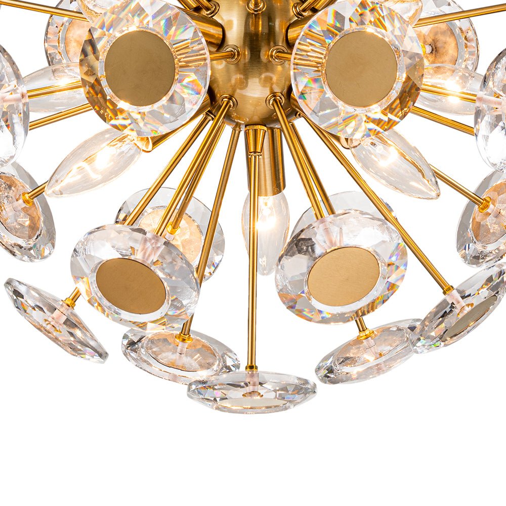 Glam Crystal Accent Brass Sphere Dandelion Chandelier