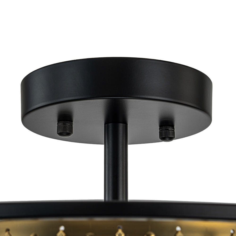 Glam Crystal Drum Round Semi Flush Ceiling Light