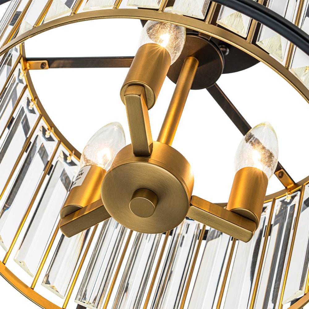Glam Crystal Drum Round Semi Flush Ceiling Light