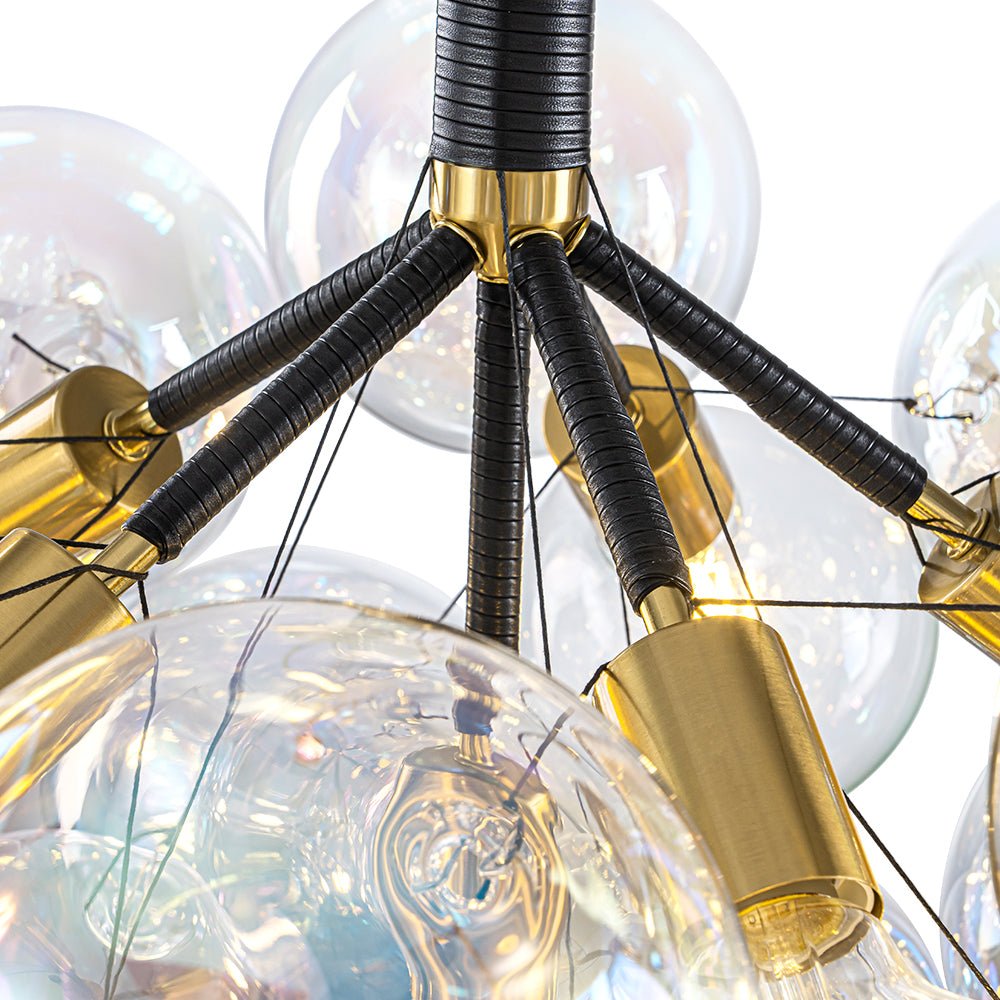 Glam Iridescent Glass Cluster Bubble Semi Flush Chandelier