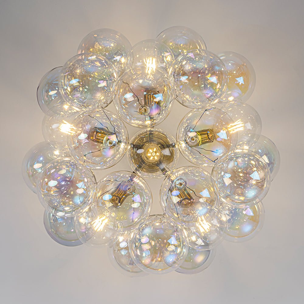Glam Iridescent Glass Cluster Bubble Semi Flush Chandelier