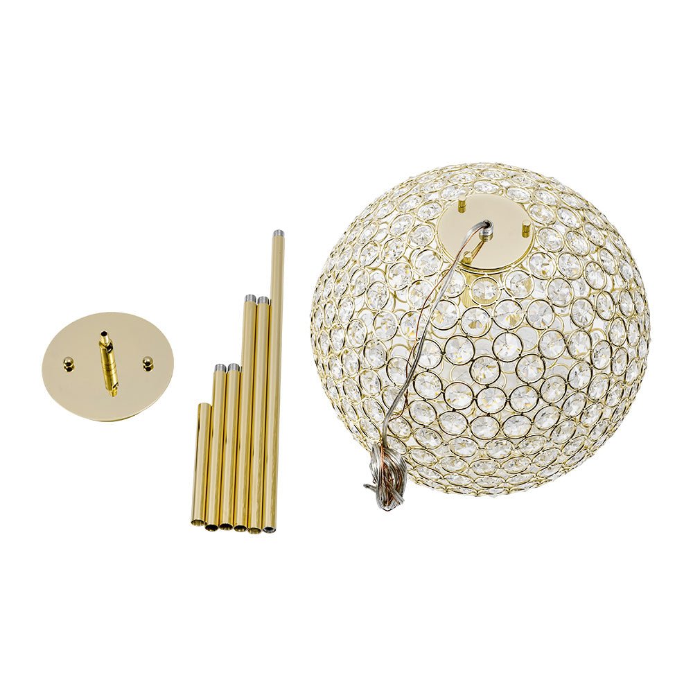 Glam Jewel Polished Gold Crystal Globe Chandelier