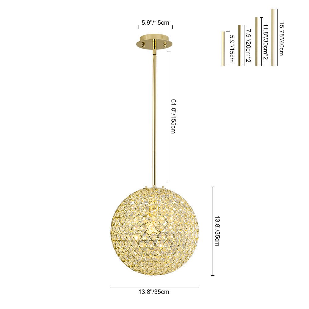 Glam Jewel Polished Gold Crystal Globe Chandelier