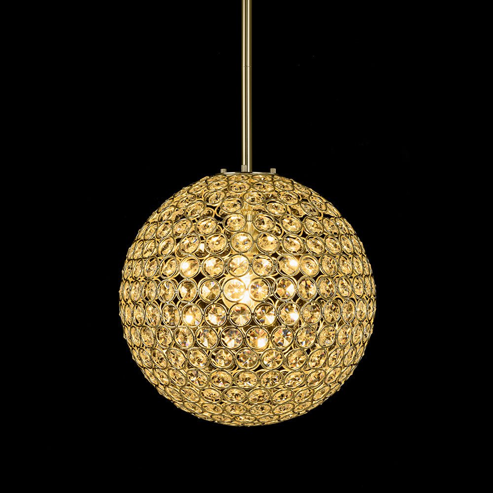 Glam Jewel Polished Gold Crystal Globe Chandelier