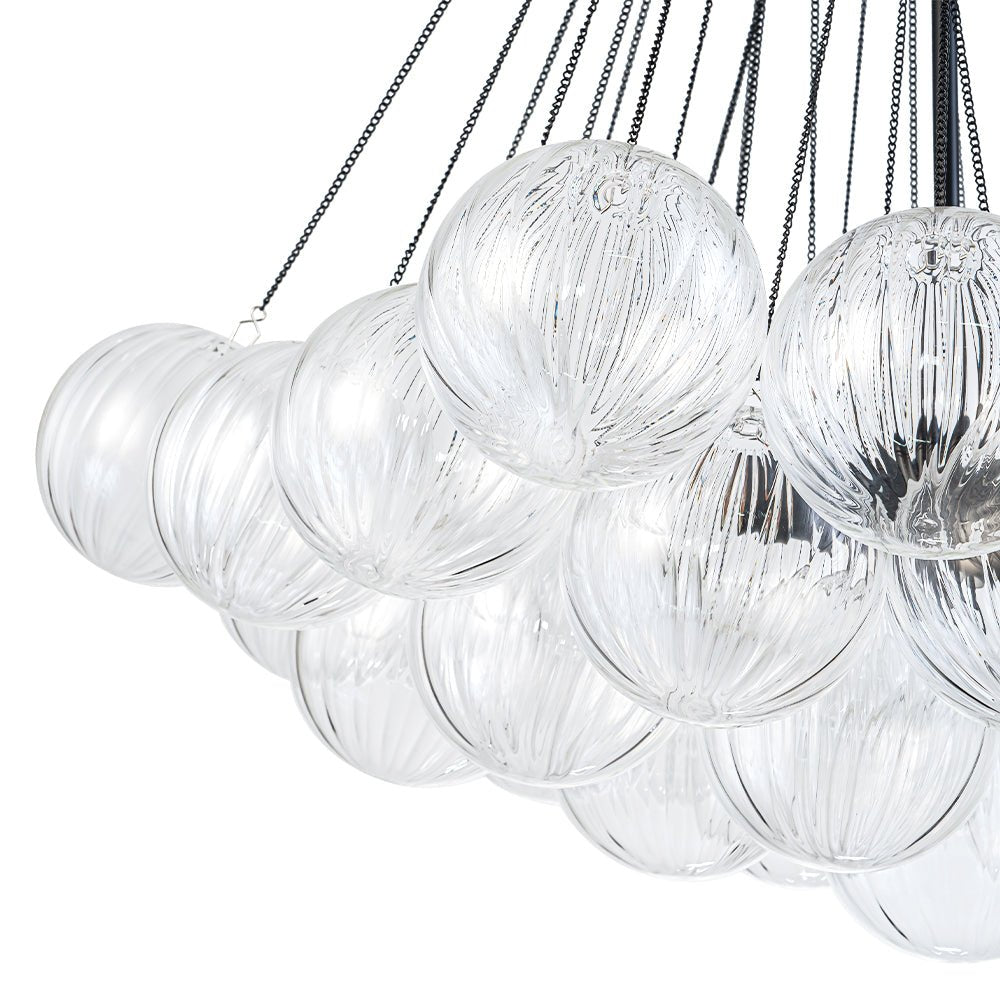 Glam Ribbed Glass Globe Textured Bubble Cluster Chandelier