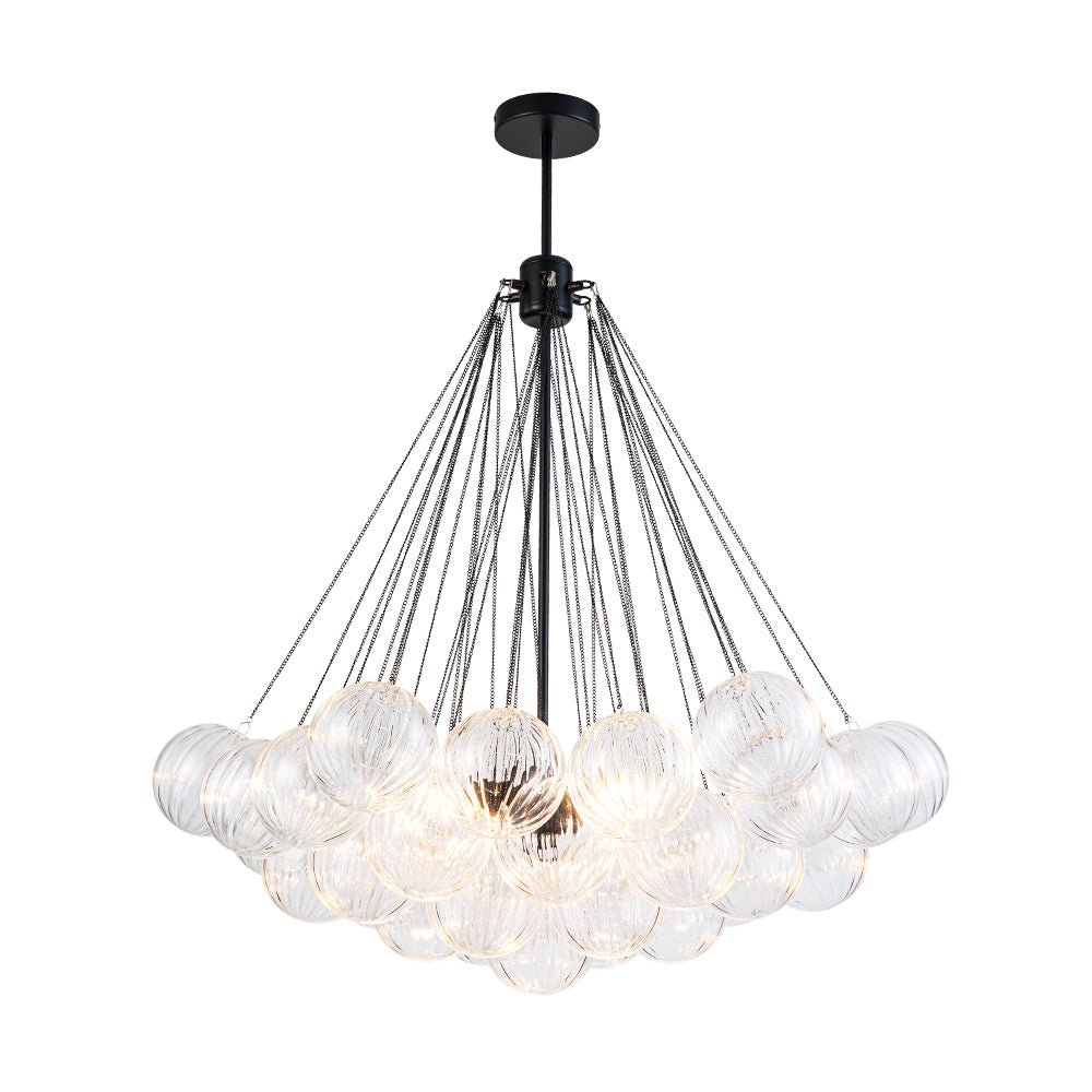 Glam Ribbed Glass Globe Textured Bubble Cluster Chandelier