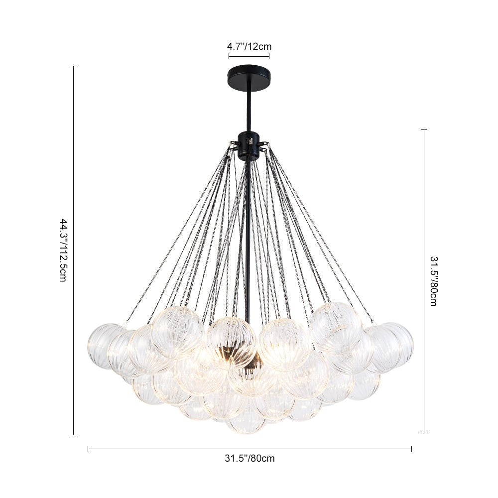 Glam Ribbed Glass Globe Textured Bubble Cluster Chandelier