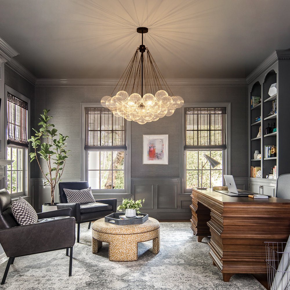 Glam Ribbed Glass Globe Textured Bubble Cluster Chandelier