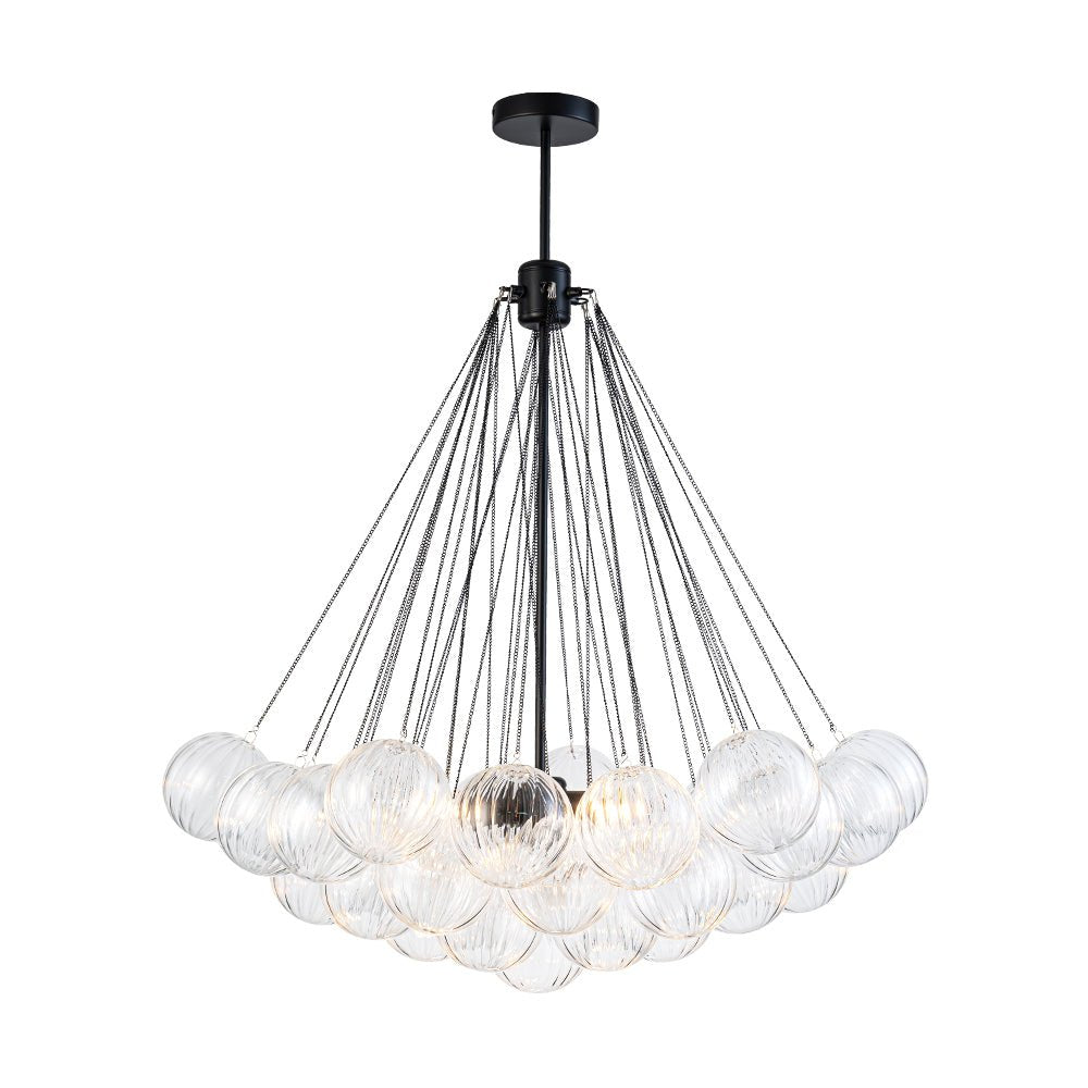 Glam Ribbed Glass Globe Textured Bubble Cluster Chandelier