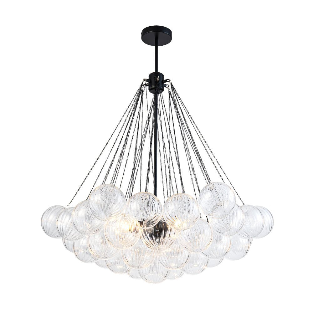 Glam Ribbed Glass Globe Textured Bubble Cluster Chandelier