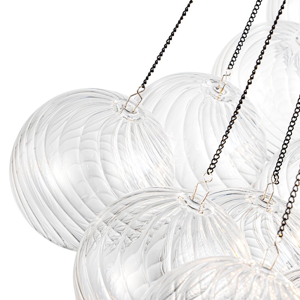 Glam Ribbed Glass Globe Textured Bubble Cluster Chandelier