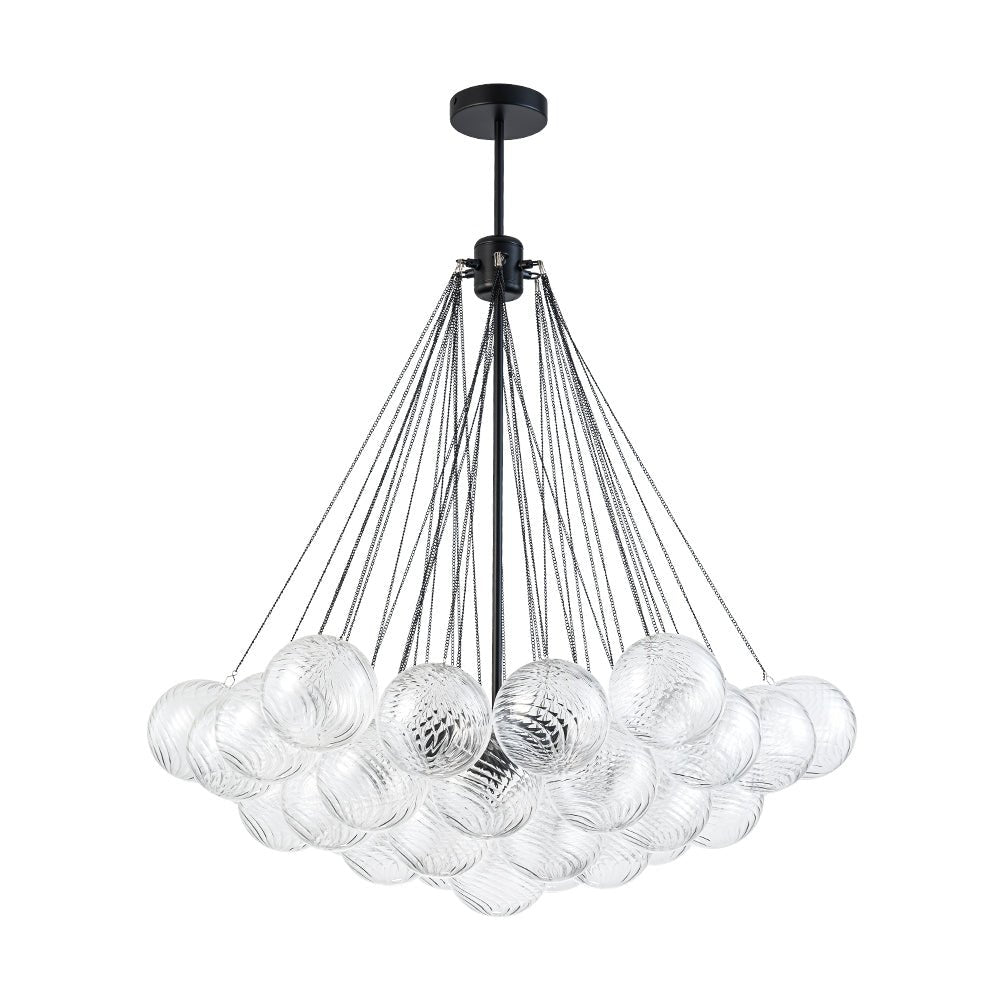 Glam Ribbed Glass Globe Textured Bubble Cluster Chandelier