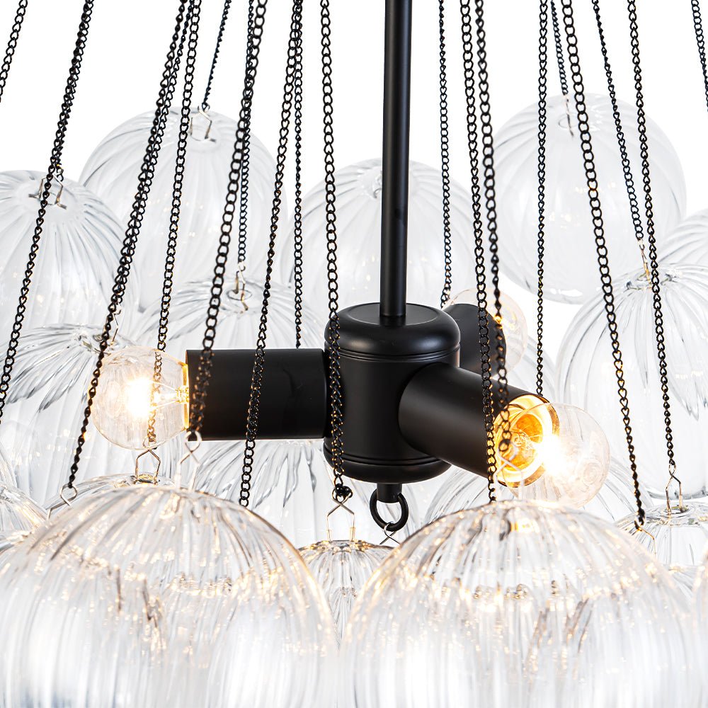 Glam Ribbed Glass Globe Textured Bubble Cluster Chandelier