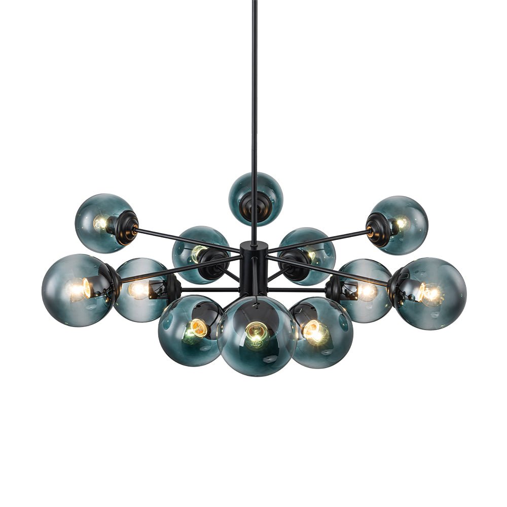 Glam Tiered Blue Glass Globe Bubble Sputnik Chandelier