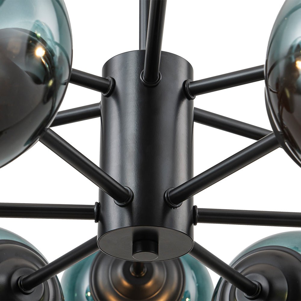 Glam Tiered Blue Glass Globe Bubble Sputnik Chandelier