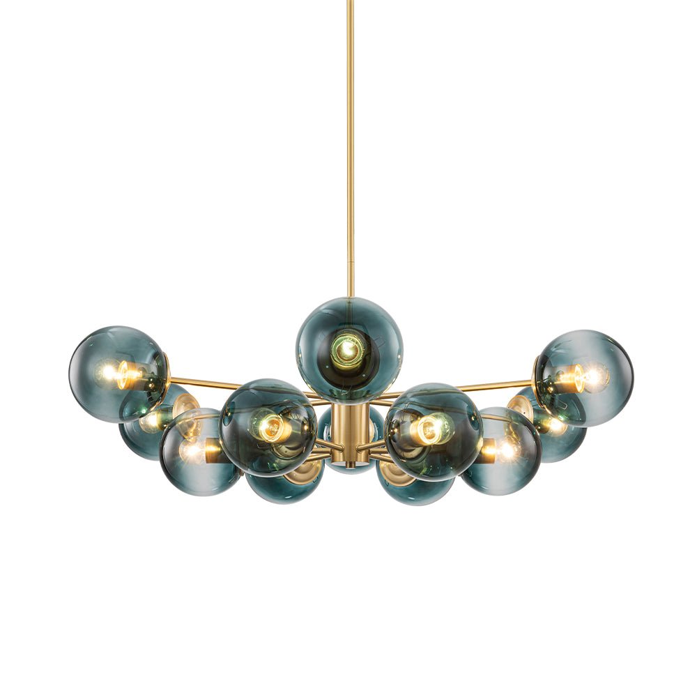 Glam Tiered Blue Glass Globe Bubble Sputnik Chandelier