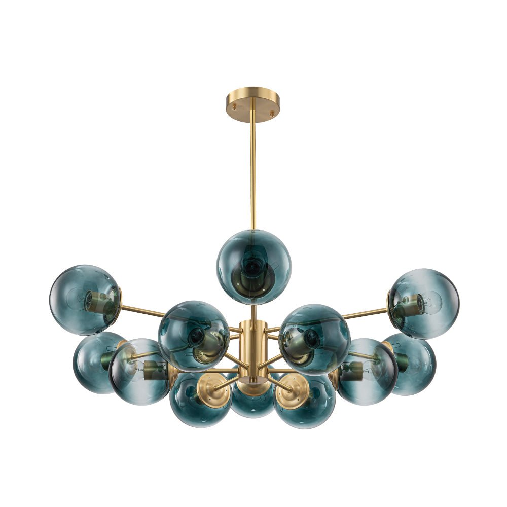 Glam Tiered Blue Glass Globe Bubble Sputnik Chandelier