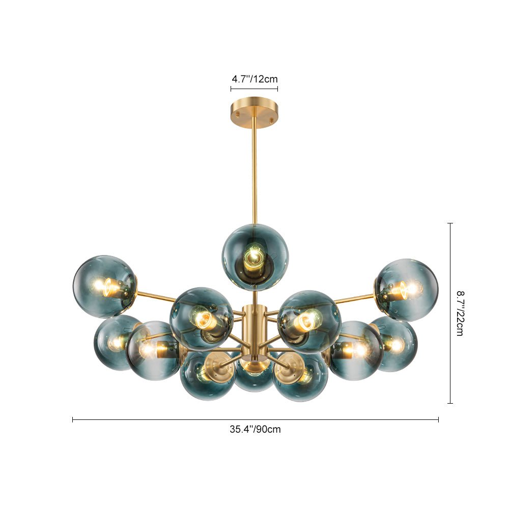 Glam Tiered Blue Glass Globe Bubble Sputnik Chandelier