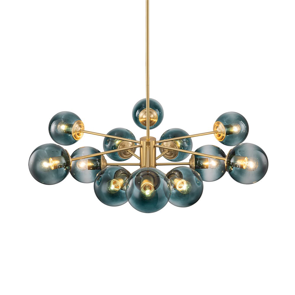 Glam Tiered Blue Glass Globe Bubble Sputnik Chandelier
