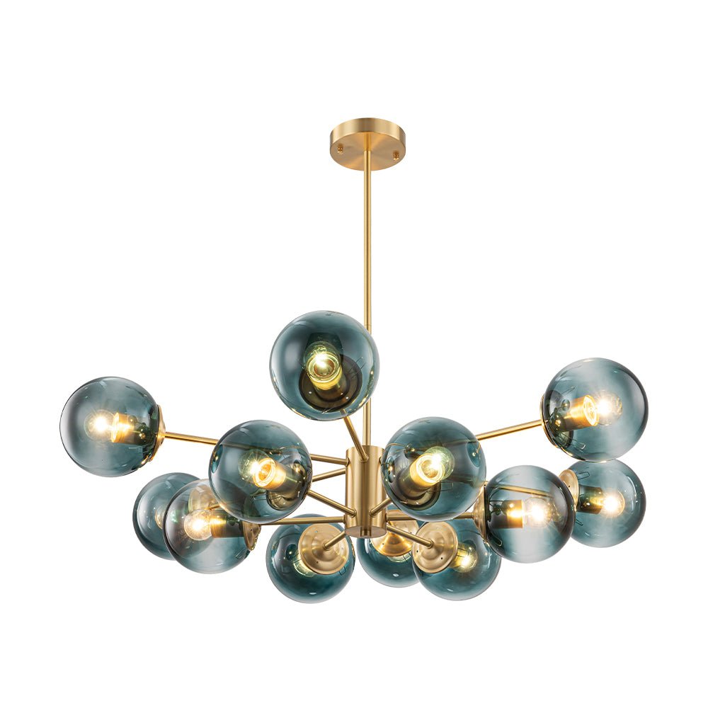 Glam Tiered Blue Glass Globe Bubble Sputnik Chandelier