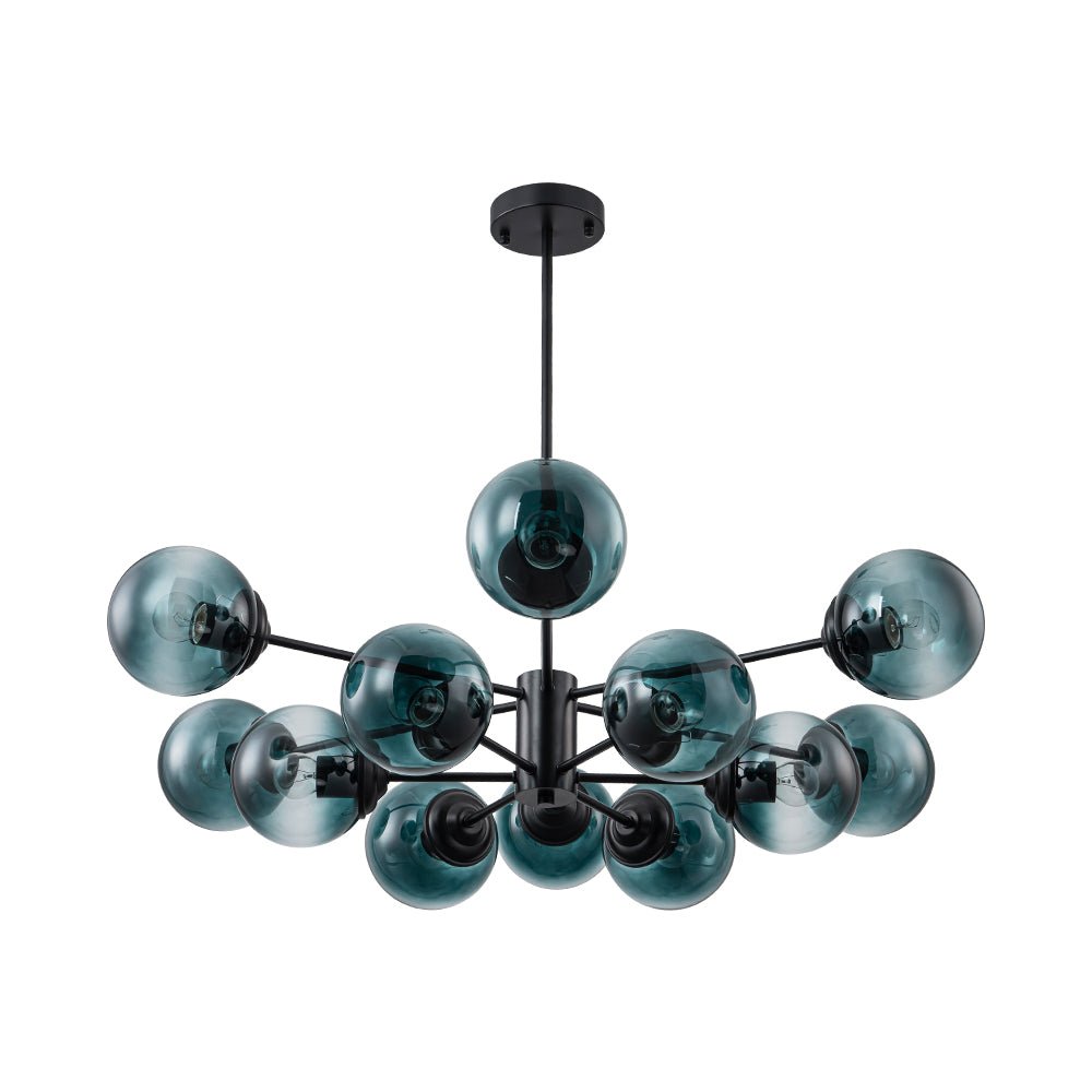 Glam Tiered Blue Glass Globe Bubble Sputnik Chandelier