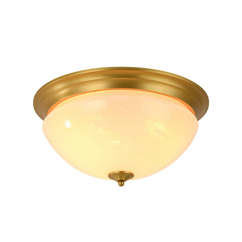 Gold Mid-Century Alabaster Glass Shade Flush Mount Light