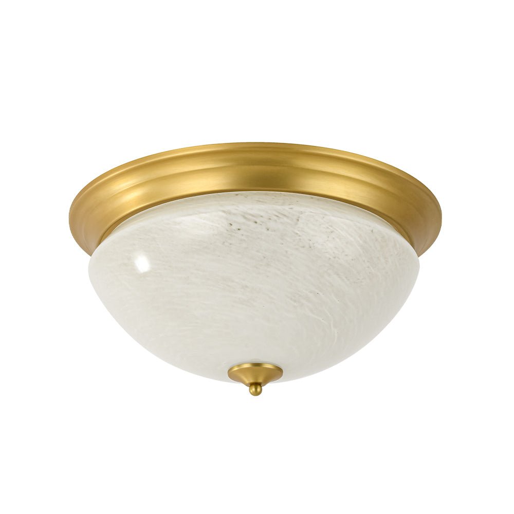 Gold Mid-Century Alabaster Glass Shade Flush Mount Light