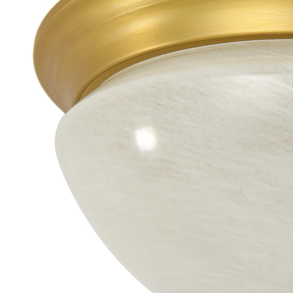 Gold Mid-Century Alabaster Glass Shade Flush Mount Light