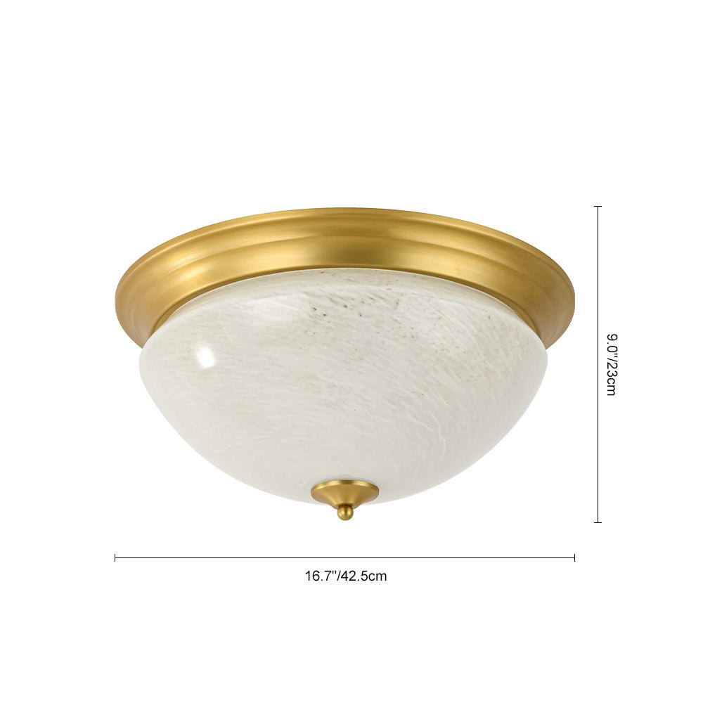 Gold Mid-Century Alabaster Glass Shade Flush Mount Light