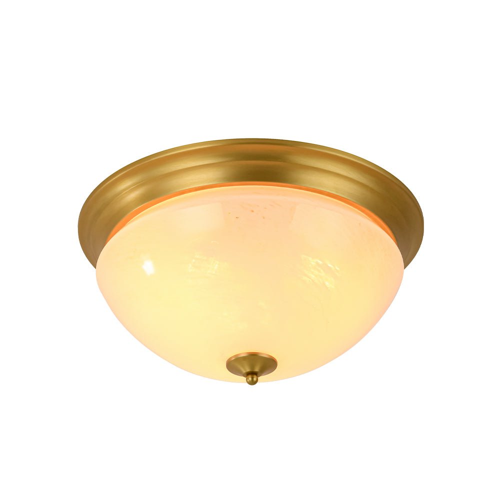 Gold Mid-Century Alabaster Glass Shade Flush Mount Light