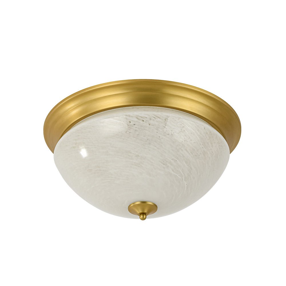Gold Mid-Century Alabaster Glass Shade Flush Mount Light