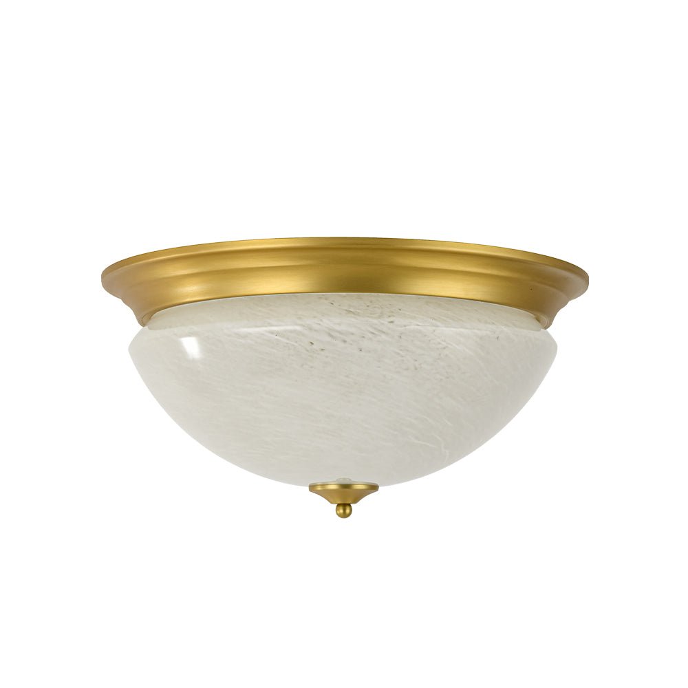 Gold Mid-Century Alabaster Glass Shade Flush Mount Light