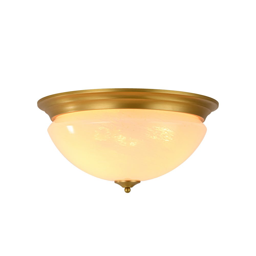 Gold Mid-Century Alabaster Glass Shade Flush Mount Light