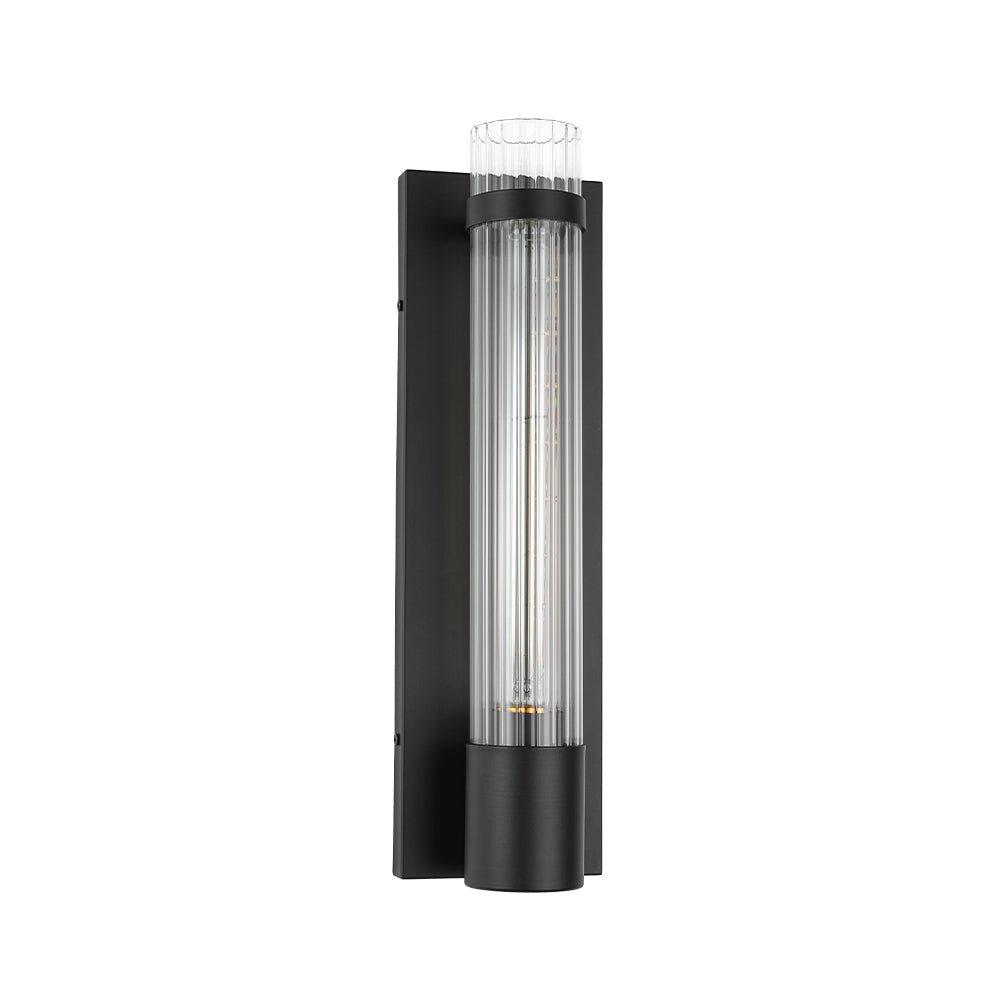 Industrial Black Reeded Glass Linear Tube Wall Light