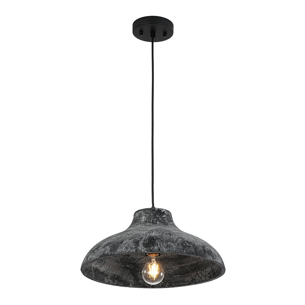 Limed Style Dome Distressed Wooden Single Pendant