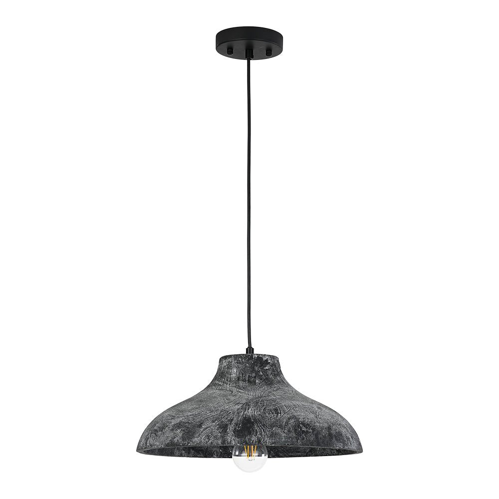 Limed Style Dome Distressed Wooden Single Pendant