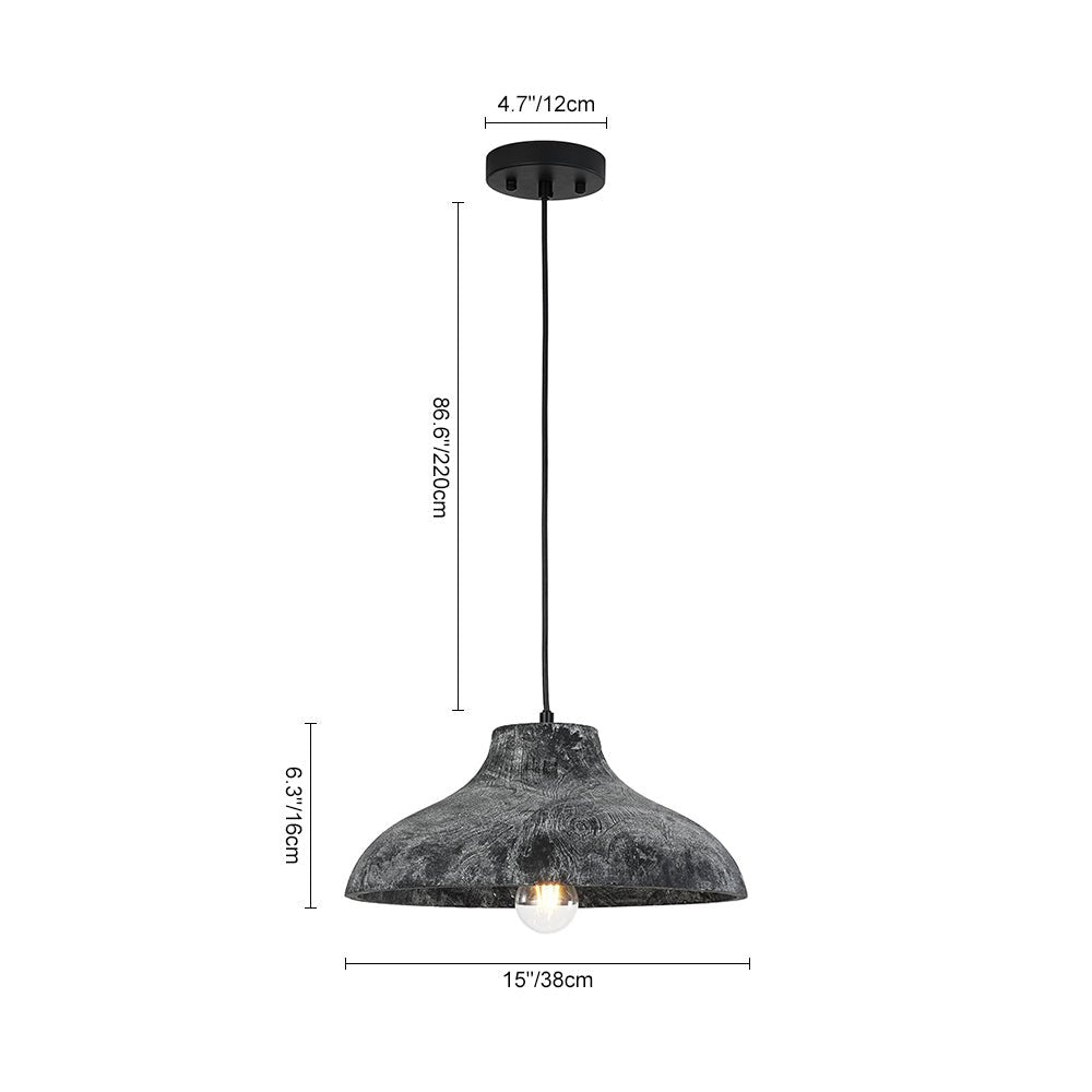 Limed Style Dome Distressed Wooden Single Pendant