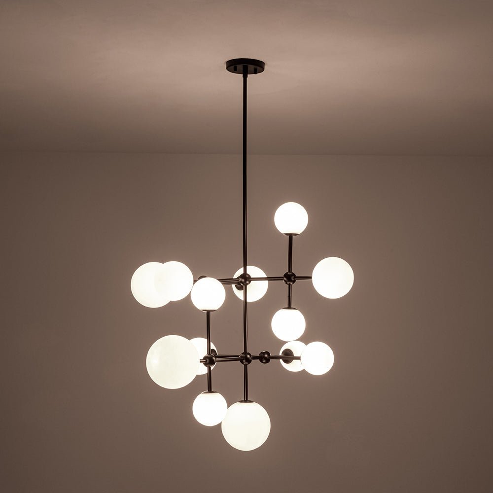 Luminous Opal Glass Globe Geometric Bubble Chandelier