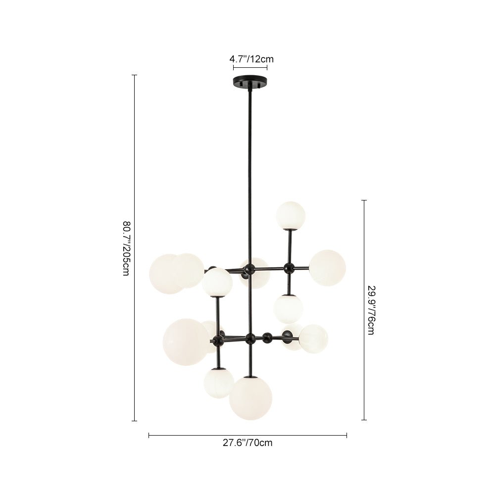 Luminous Opal Glass Globe Geometric Bubble Chandelier
