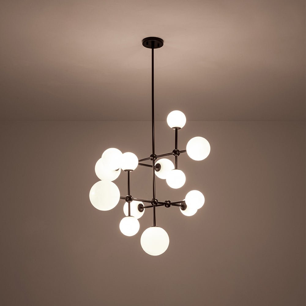 Luminous Opal Glass Globe Geometric Bubble Chandelier