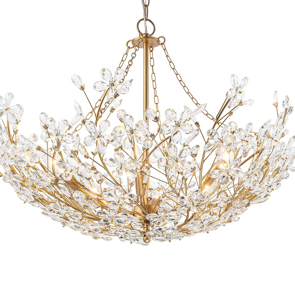 (OpenBox) Luxe Gold Crystal Blossom Floral Basket Chandelier