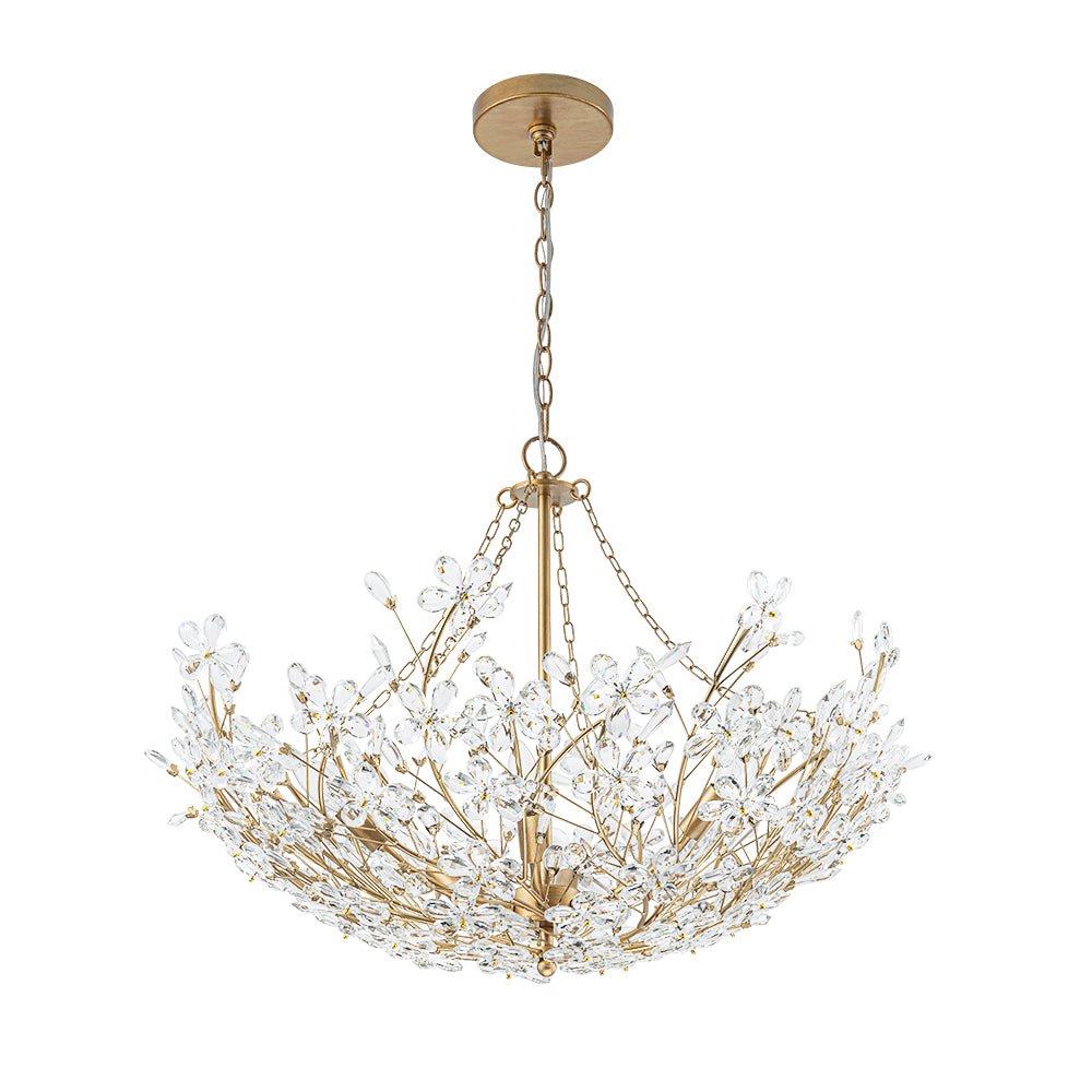 (OpenBox) Luxe Gold Crystal Blossom Floral Basket Chandelier