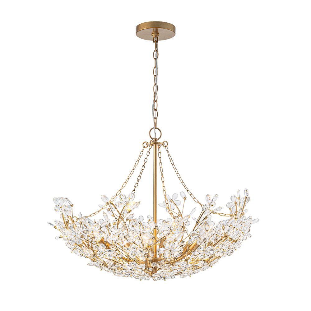 (OpenBox) Luxe Gold Crystal Blossom Floral Basket Chandelier