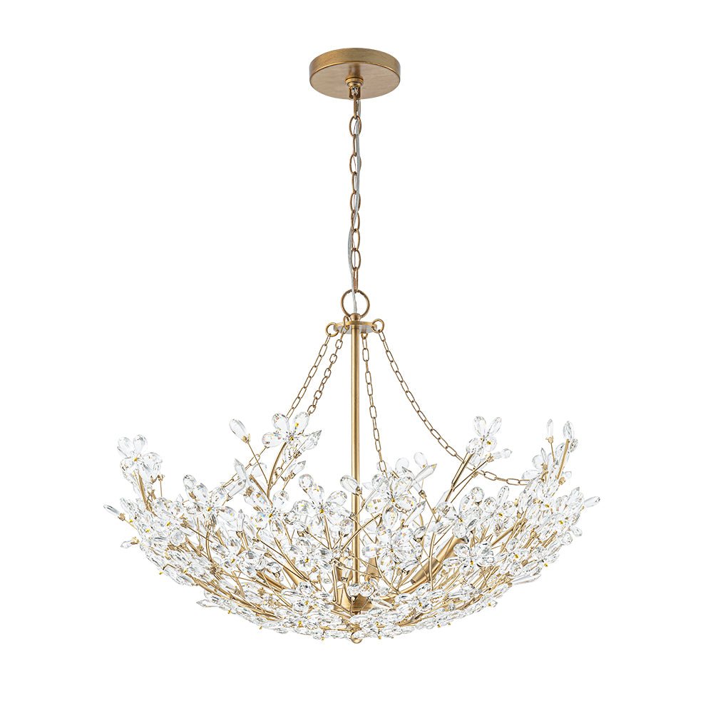 (OpenBox) Luxe Gold Crystal Blossom Floral Basket Chandelier