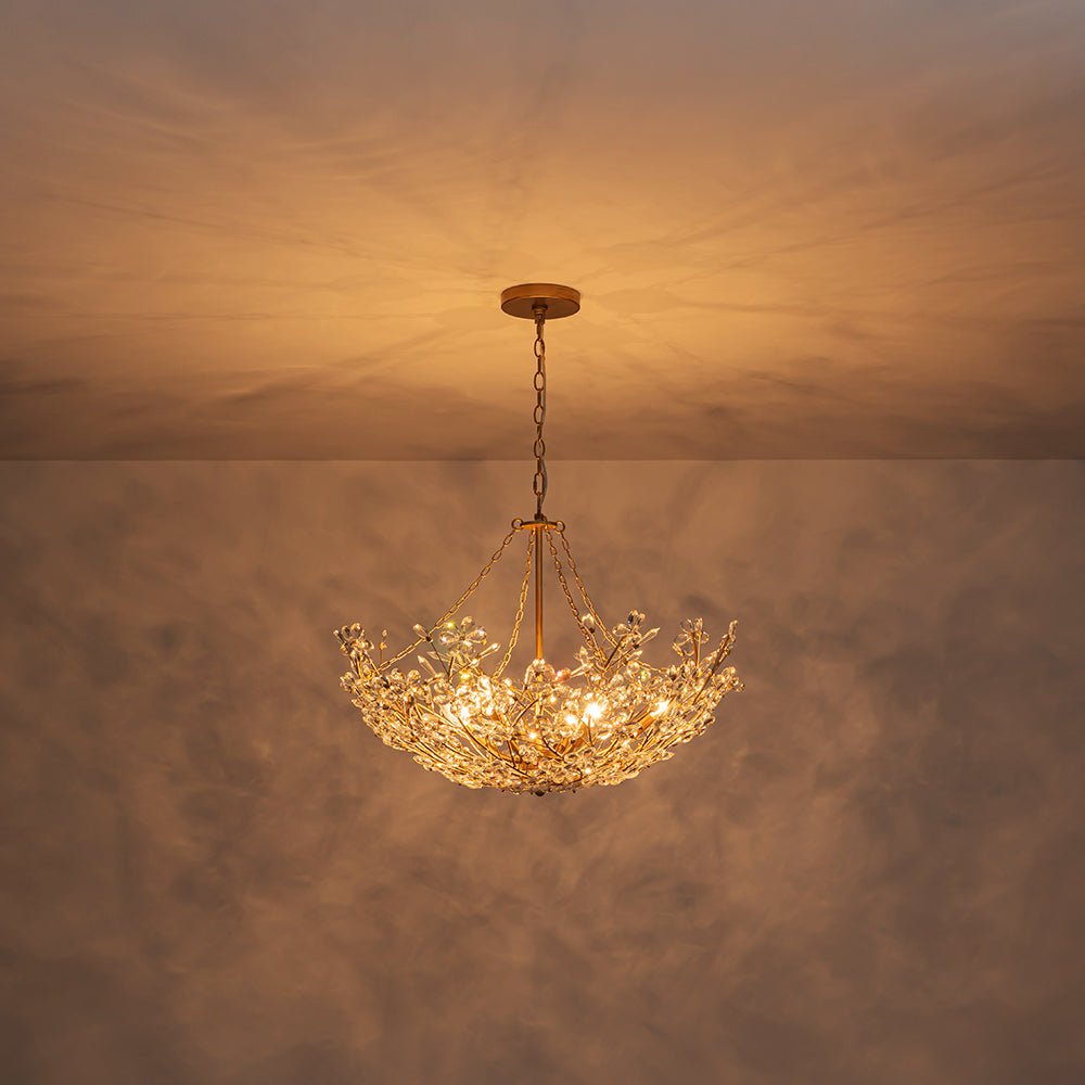 (OpenBox) Luxe Gold Crystal Blossom Floral Basket Chandelier