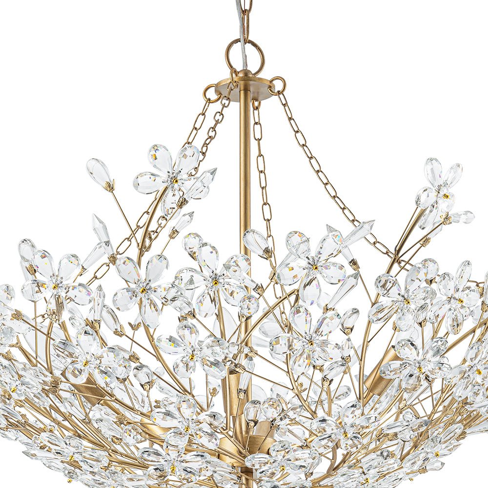 (OpenBox) Luxe Gold Crystal Blossom Floral Basket Chandelier