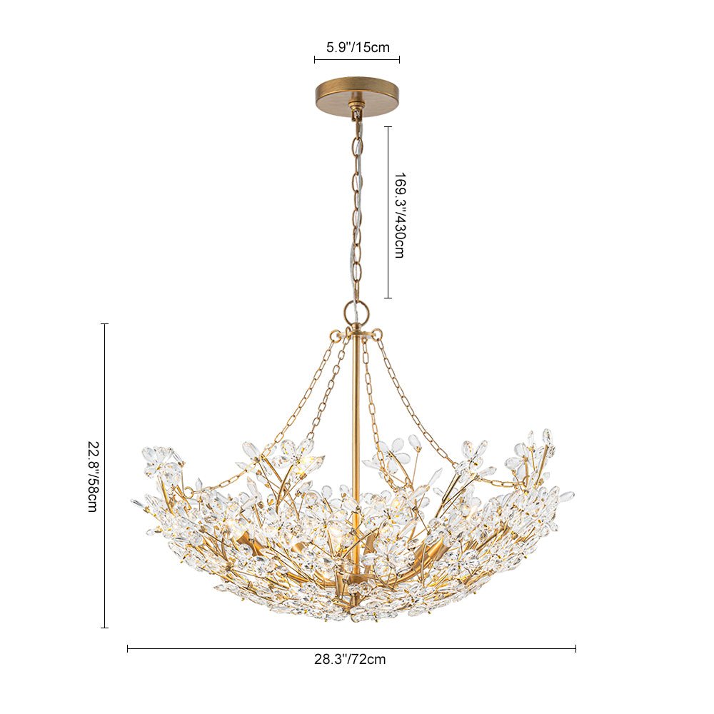 (OpenBox) Luxe Gold Crystal Blossom Floral Basket Chandelier